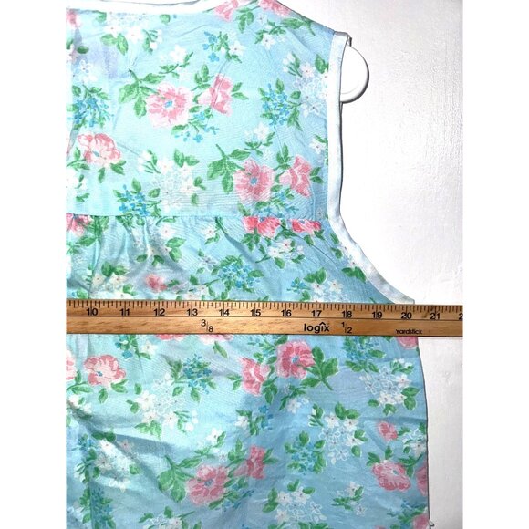 Floral Blue Sleeveless Womens Apron-Style Top With Pockets By MoonDance - Picture 9 of 9